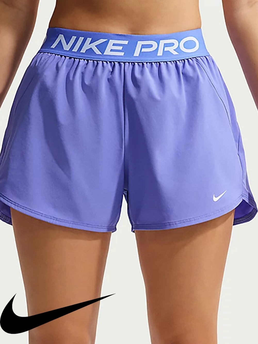 NWT Nike Pro Dri-FIT Mid-Rise Brief-Lined Woven Shorts 3 in- SAPHIRE/WHI